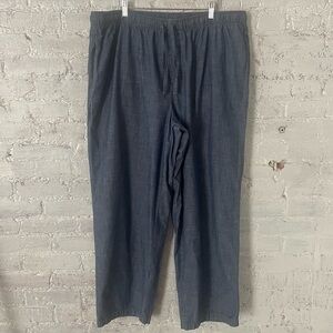 Lands End Cotton Chambray Pants Sz XL